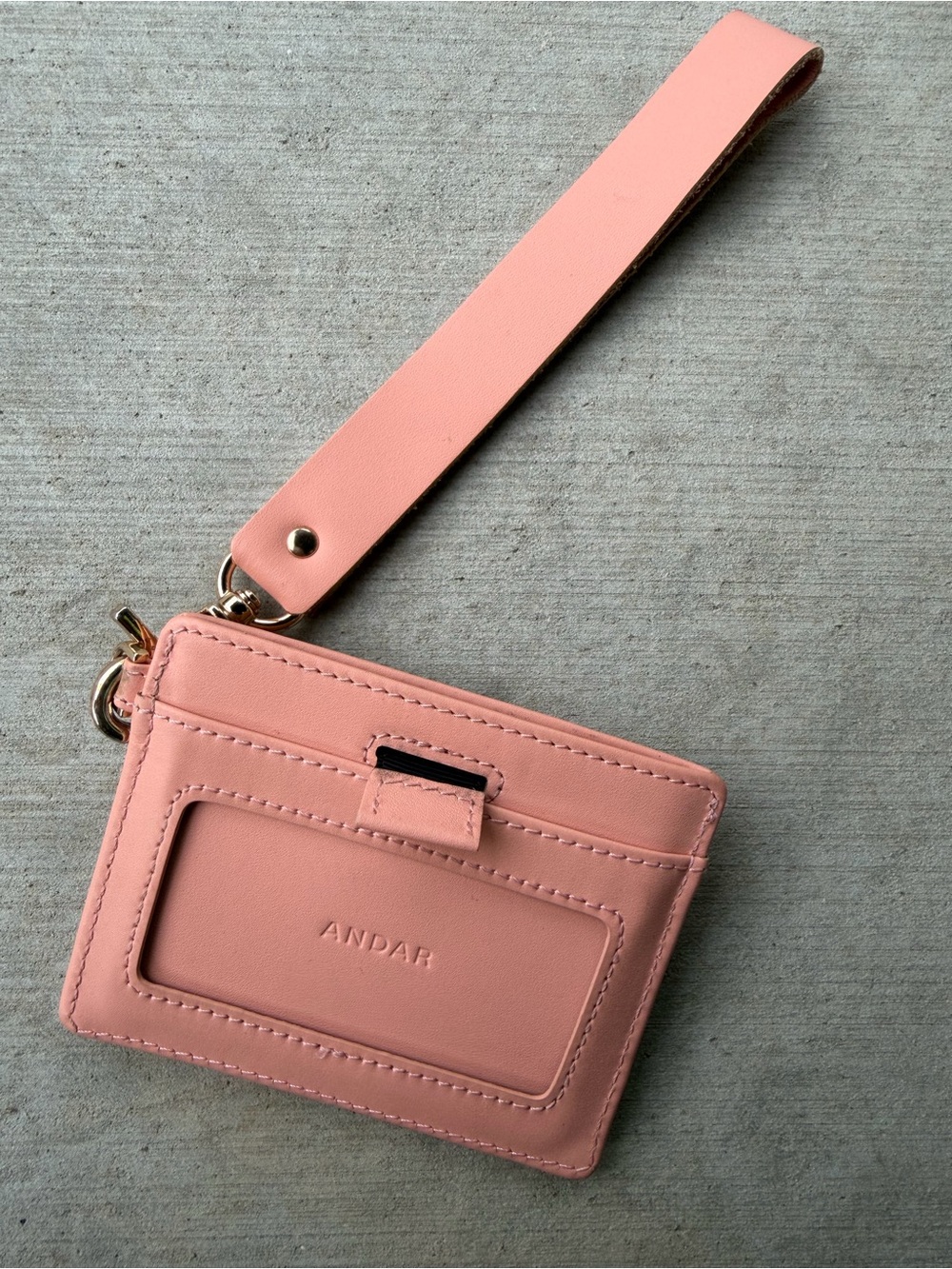 Soft Pink Wristlet Card Case with Strap - Women’s Clutch - Picture 2 of 3